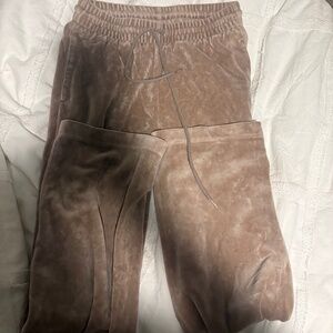 Title: TNA Velour Joggers – Taupe (Size S) | Worn Once